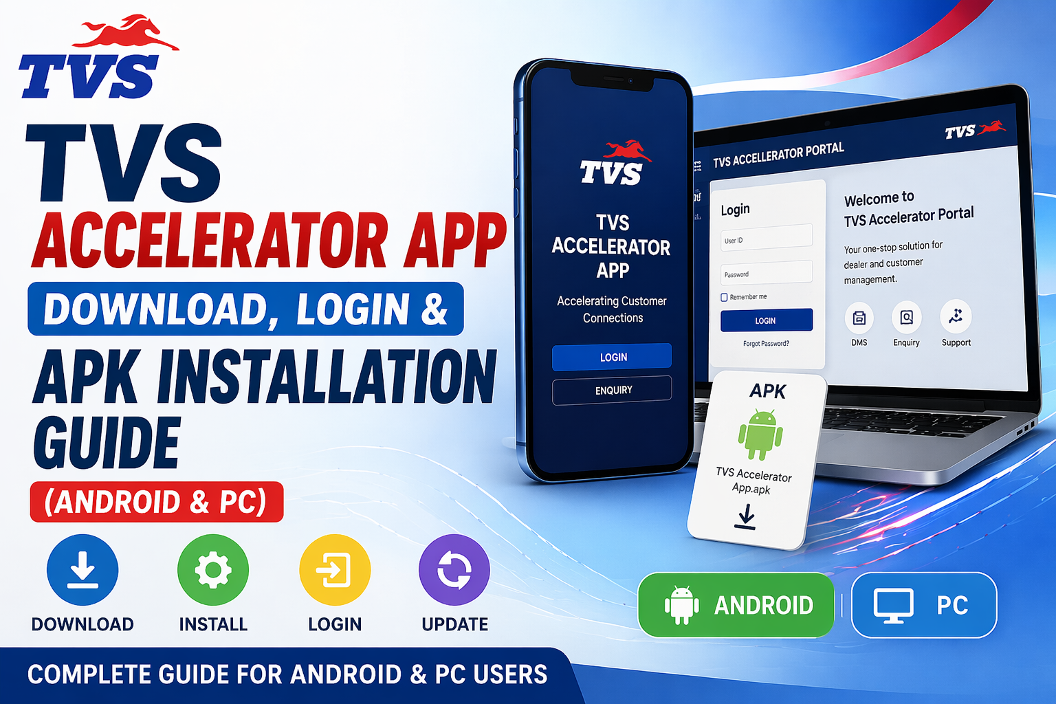 TVS Accelerator app download, login and APK installation guide for Android and PC